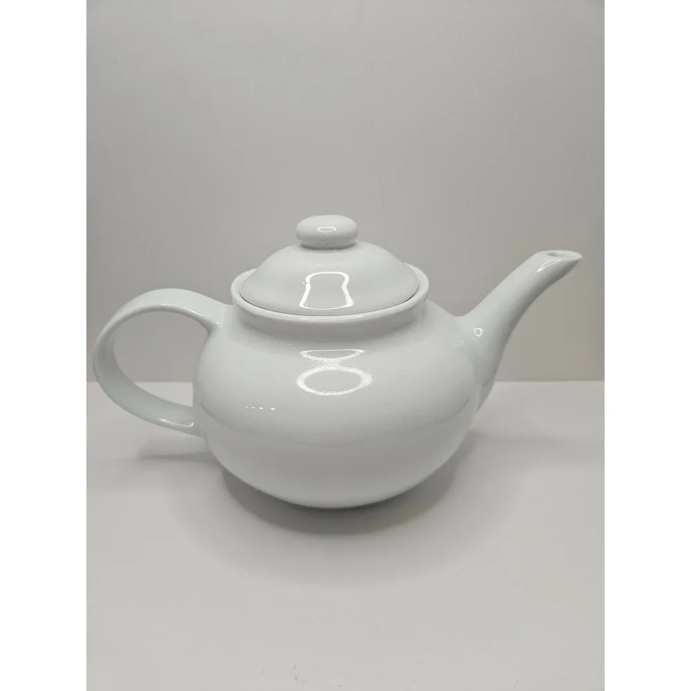 World Market‎ White Ceramic Teapot with Lid Microwave Dishwasher Safe